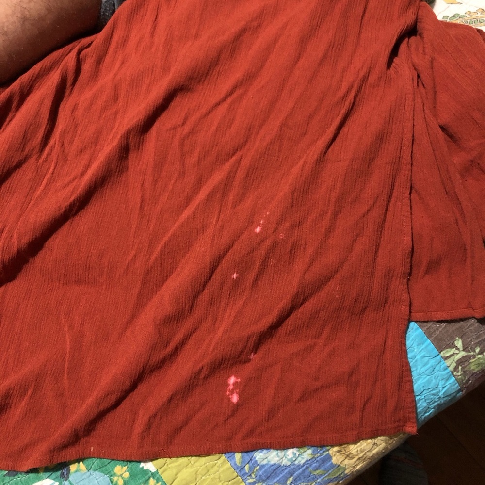 Burnt orange maxi dress with floral embroidery and slits - Picture 5 of 5